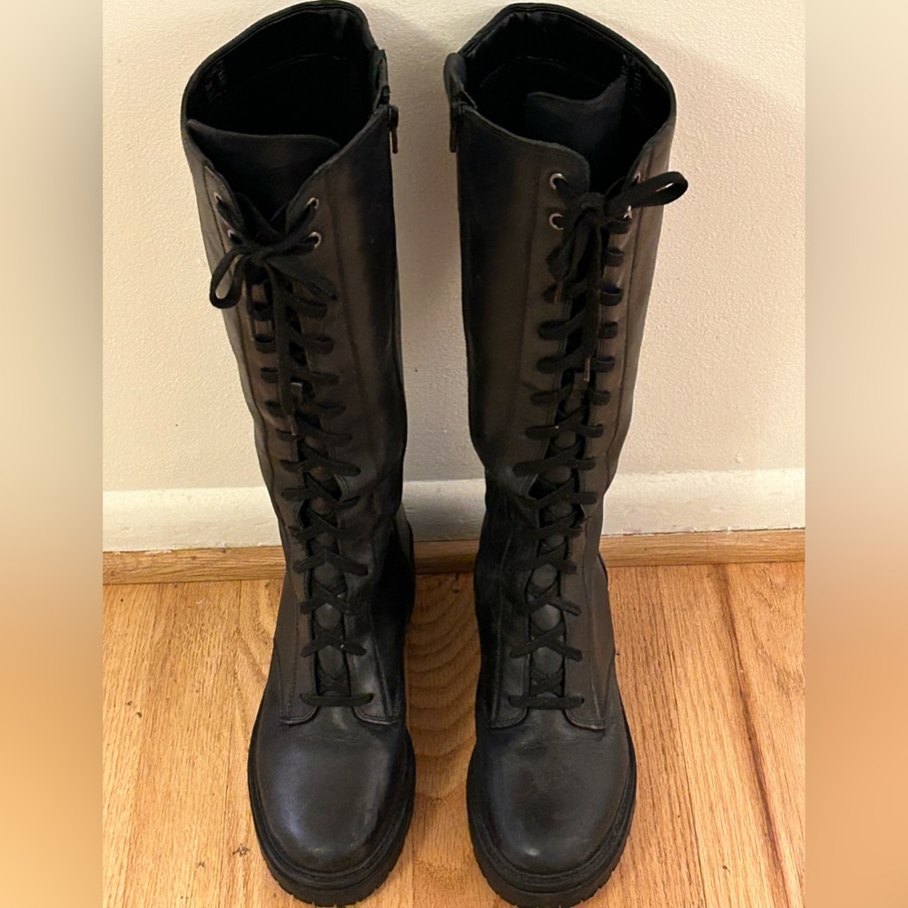 Naturalizer Leather Johni Knee-High Combat Boots - 9.5 - used